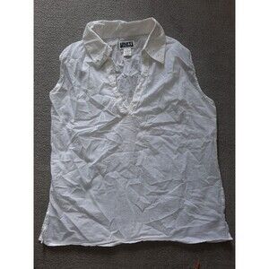 Unity Uniti Womens Top Size Medium M Sleeveless White Blouse Floral Embordered